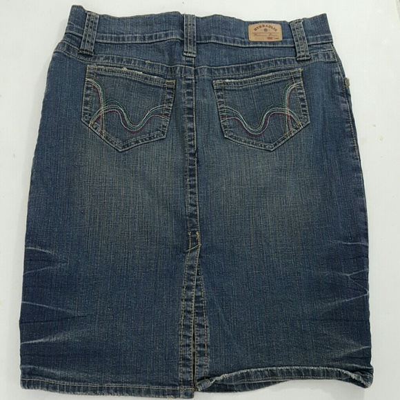 Hydraulic Knee Length Denim Skirt - Picture 2 of 7